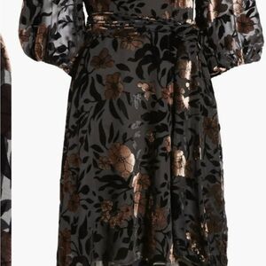 Eliza J Black and Bronze Floral High Low Dress